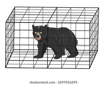 Illustration eines gefährlichen Wildbären, der Menschen angreift.