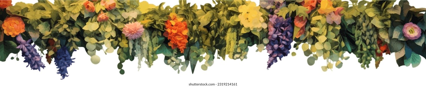 Illustration of a dangling flowers. Vector illustration EPS10