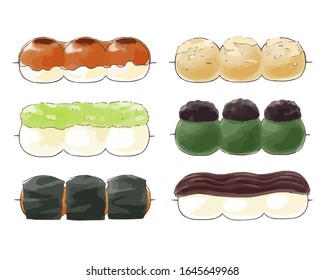 Illustration of "Dango" of Japanese sweets