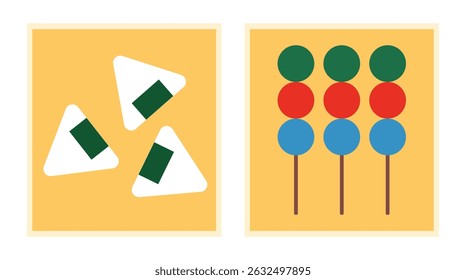 Illustration dango and onigiri food unique design