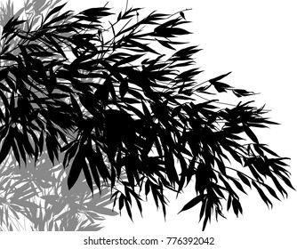 illustration with dark bamboo plants