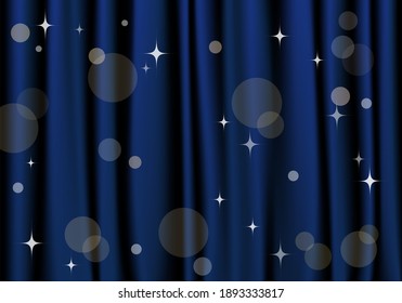 Illustration of dark blue curtains. Vector illustration.	