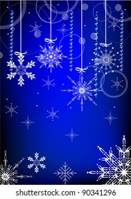 illustration dark blue snowflake background