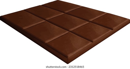 Illustration of dark chocolate bar watercolor hand drawn