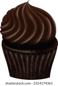 Illustration of dark chocolate cakes watercolor hand painting
