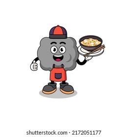 Illustration of dark cloud as an asian chef , character design