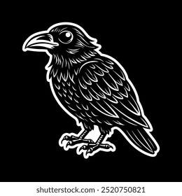 illustration of Dark Crown Bird in Black and white