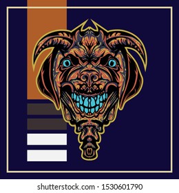 illustration of Dark devil dog in colorful