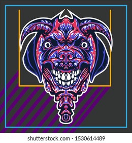 illustration of Dark devil dog in colorful