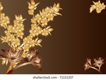 Illustration auf dunklem floralem Hintergrund