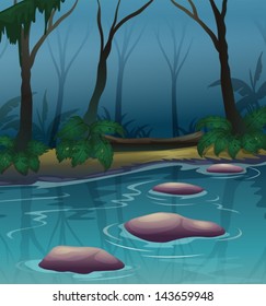 Illustration of a dark forest