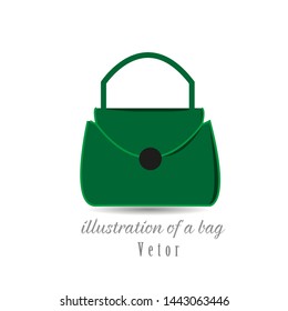 illustration of a dark green bag and a white background - vector