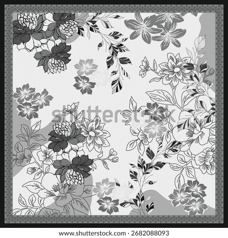 illustration dark grey flower background