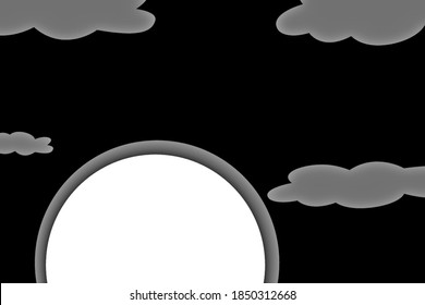 illustration of dark night scene with dark clouds and dark moon