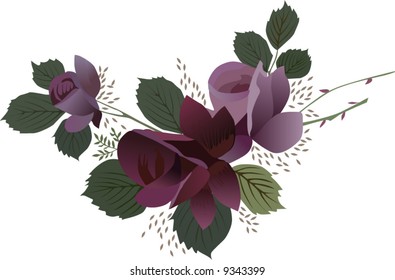 illustration with dark red rose flower