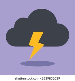 An illustration of a dark storm cloud with a lightning bolt, symbolizing stormy weather and electrical phenomena.