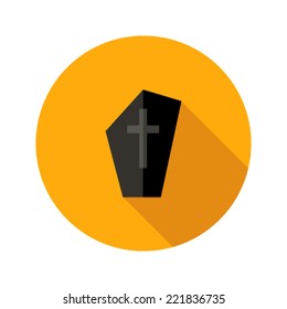 Illustration of Dark Tombstone with Cross Flat Icon
