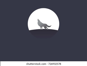 Illustration Darkness Of Wolf.Vector Paper Art Style.