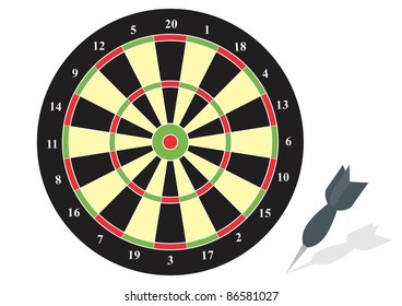 Illustration of a dart board with an arrow