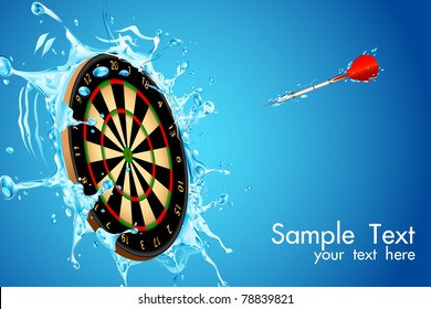 illustration of dart board with arrow in splashing water