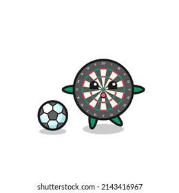 Illustration of dart board cartoon is playing soccer , cute design