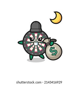 Illustration of dart board cartoon is stolen the money , cute design