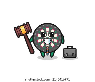 Illustration of dart board mascot as a lawyer , cute design