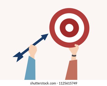 Ilustración de dartboard con el concepto de inicio