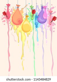 Illustration of Darts Popping Paint Balloons to Create Art