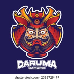 illustration of a daruma doll wearing a samurai helmet  
for t-shirt, poster, sticker, tattoo and other purposes.