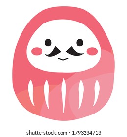 Illustration of Daruma, a lucky charm on the face.