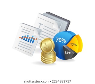 Illustration of data analysis, business  financial report, vector illustration