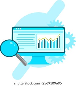 Illustration of data analysis, optimization or marketing analysis for statistical improvement, flat style. eps 3