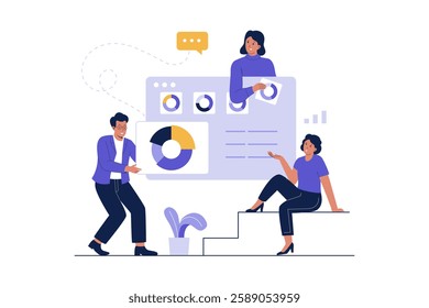 Illustration of Data analyst business concept. Data analytics research for business. Illustration for websites, landing pages, mobile apps, posters and banners.