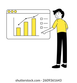 illustration of data analyst showing dashboard