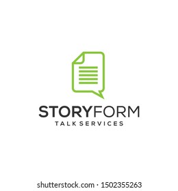 Illustration of data file storage sign with bubble talk underneath logo design