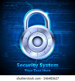 illustration of data security concept with lock on coding background