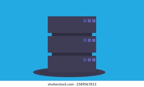 illustration of a data server with cybersecurity elements, featuring locks, shields, and secure connections