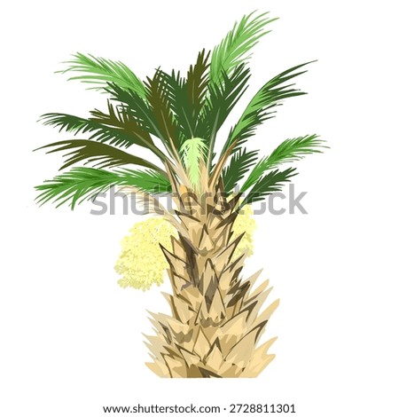 illustration of a date palm tree bearing abundant fruit