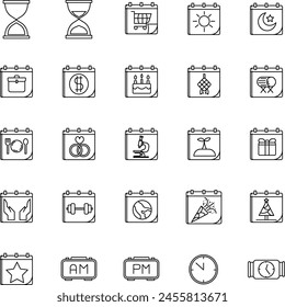 illustration Date and Schudule Icon in Line Style