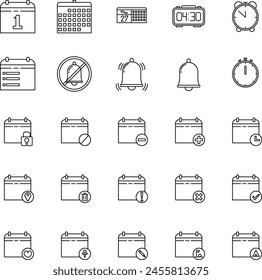 Ilustración Icono de fecha y programa en estilo de línea