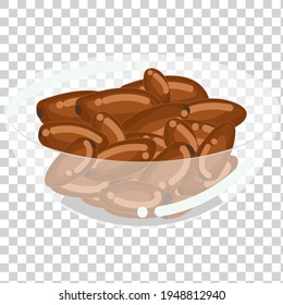 illustration of dates fruits in the bowl with transparent background, good for your ramadan design