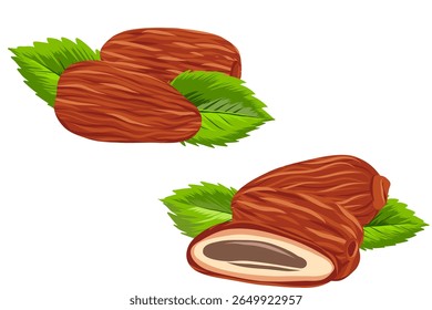 Illustration of dates fruits and palm leaves. date fruits with palm leaves isolated on white background. ramadan iftar food
