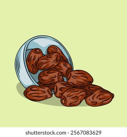 Illustration of Dates Spilling from a Bowl