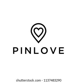 Illustration dating site by using location pin and heart inside logo design