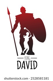 Una ilustración de David vs. Goliat, Logo de la silueta de los guerreros. Icono de identidad Corporativa. Simple, mínimo, ilustración