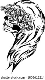 The illustration of day of the dead women with the beautiful face art 