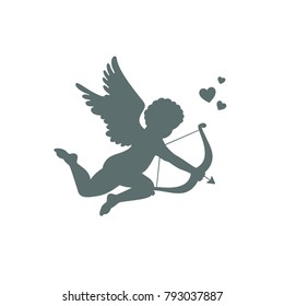 illustration to the day of the holy valentine. cupid with arrows and bow with hearts on a white background. vector illustration