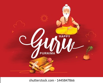Illustration for the Day of honoring celebrating guru purnima.
