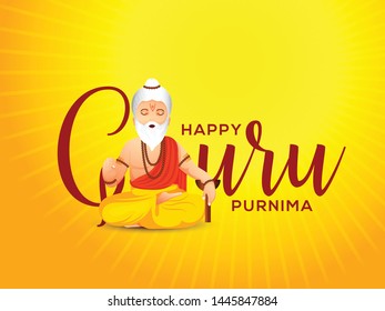 Illustration for the Day of honoring celebrating guru purnima.